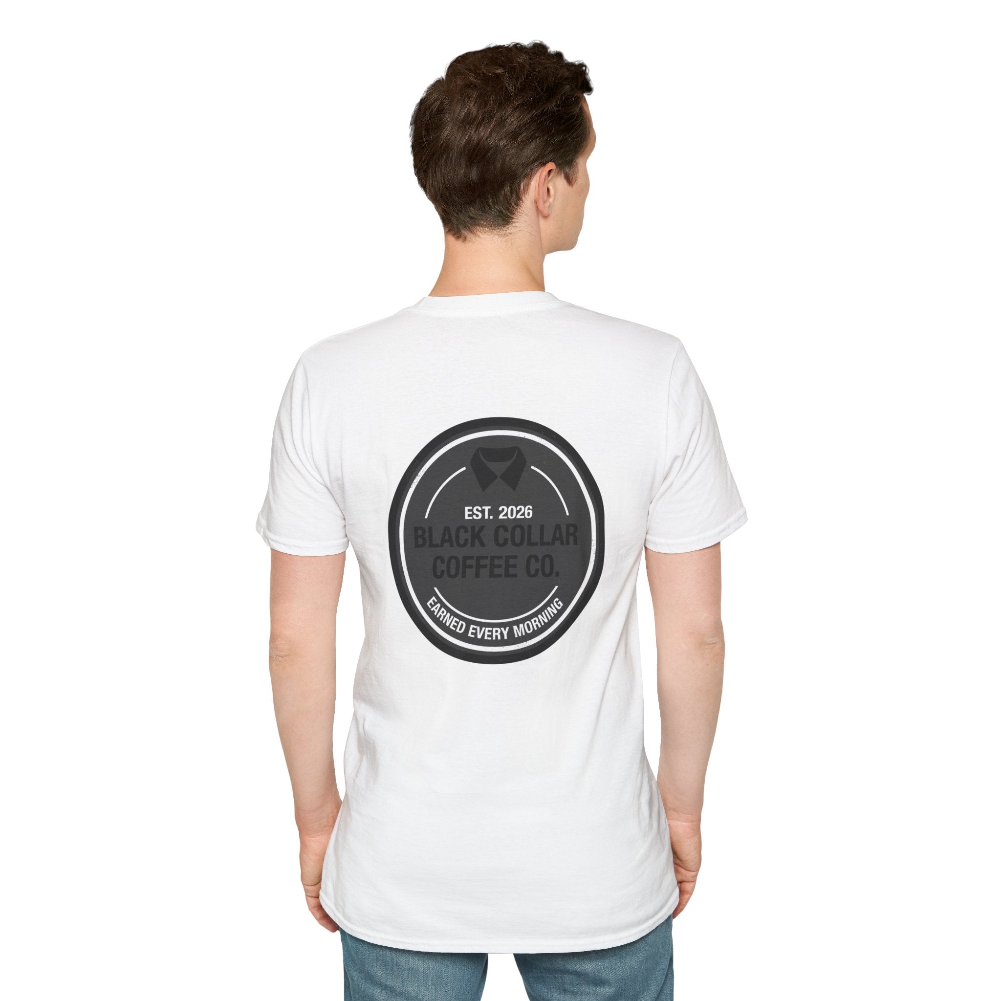 Black Collar Coffee T-Shirt | Distressed Dark Logo