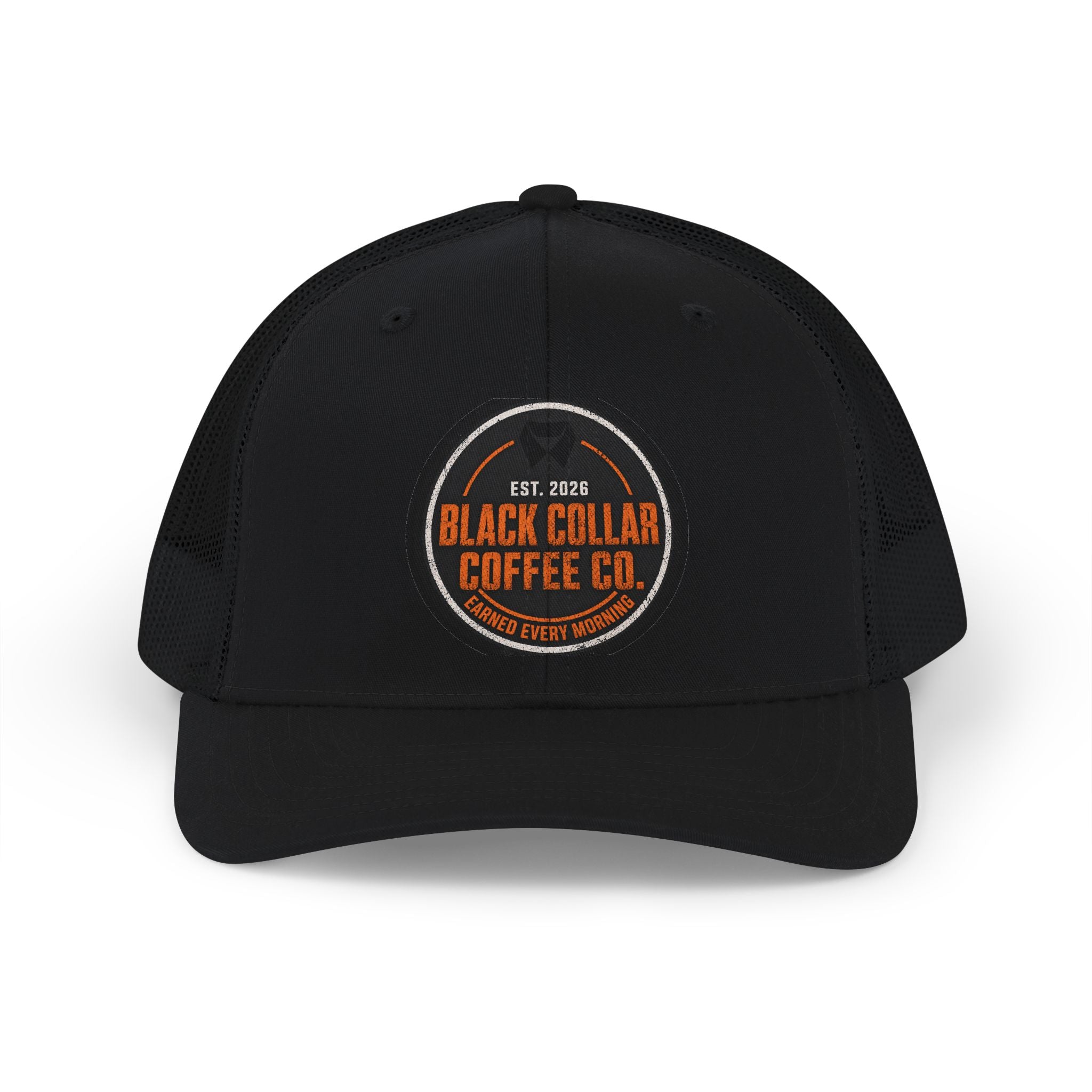 Black Collar Coffee Co. Orange Logo Trucker Hat