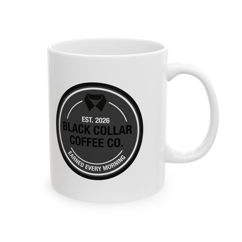 Black Collar Coffee Ceramic Mug | White