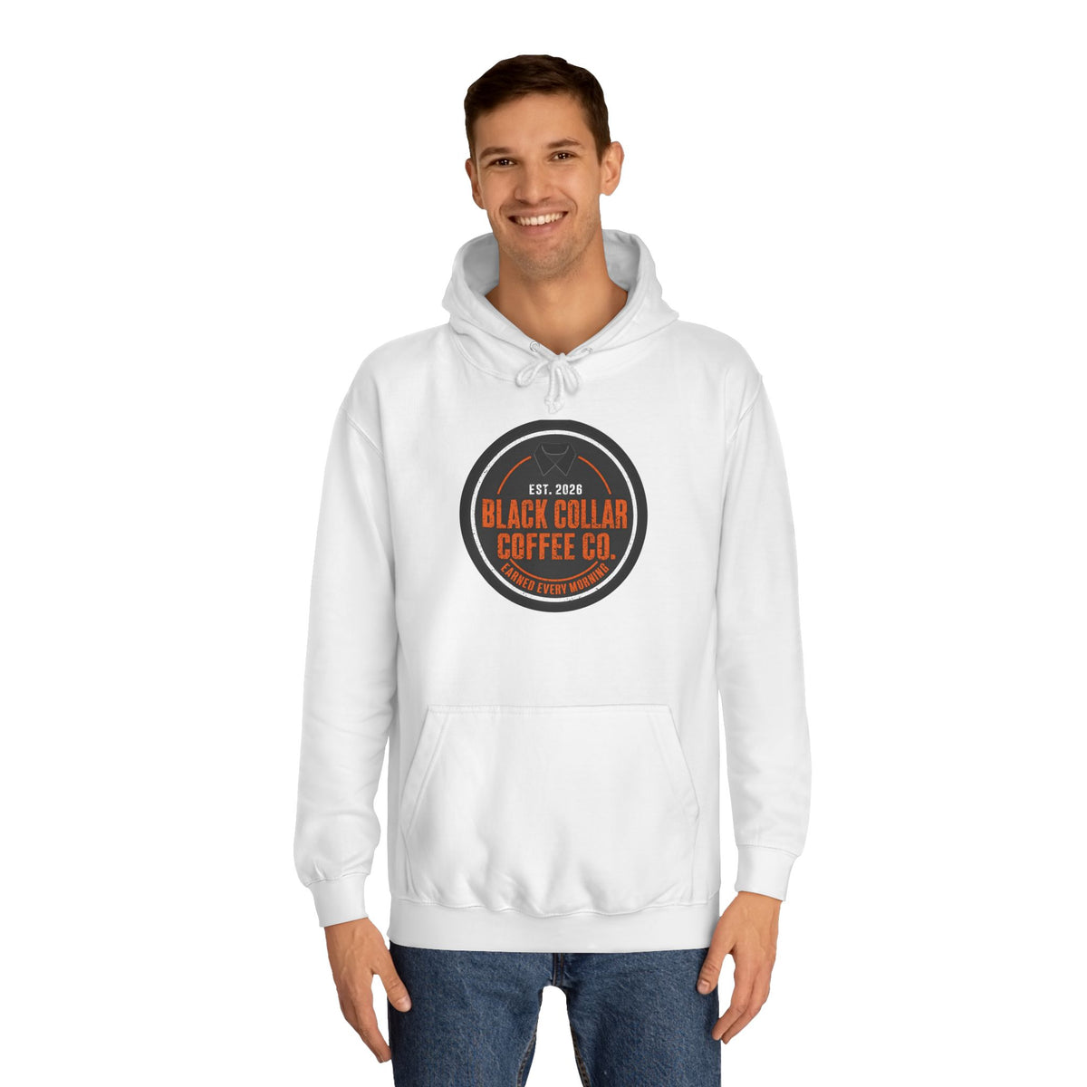 Black Collar Coffee Badge Hoodie