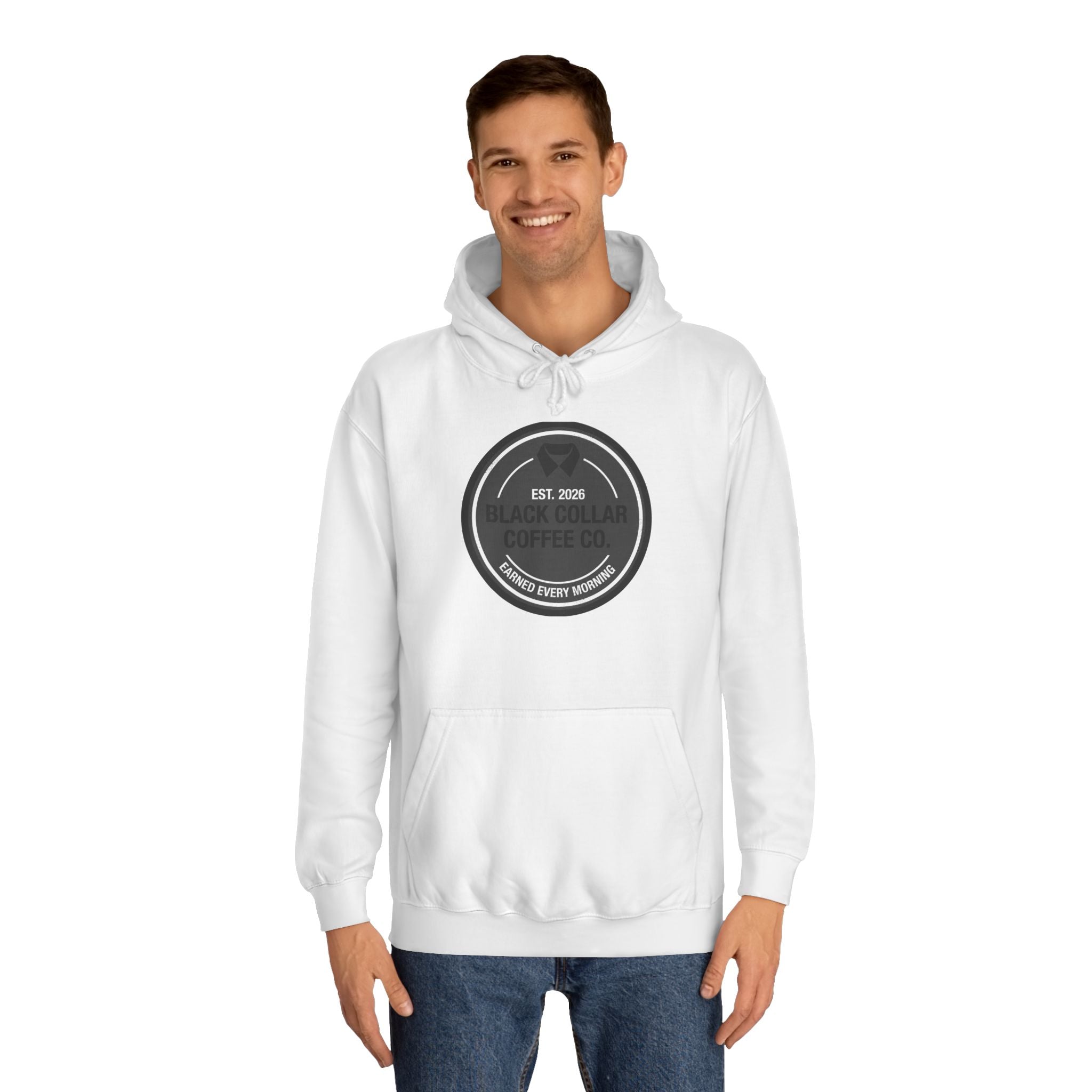Black Collar Coffee Badge Hoodie