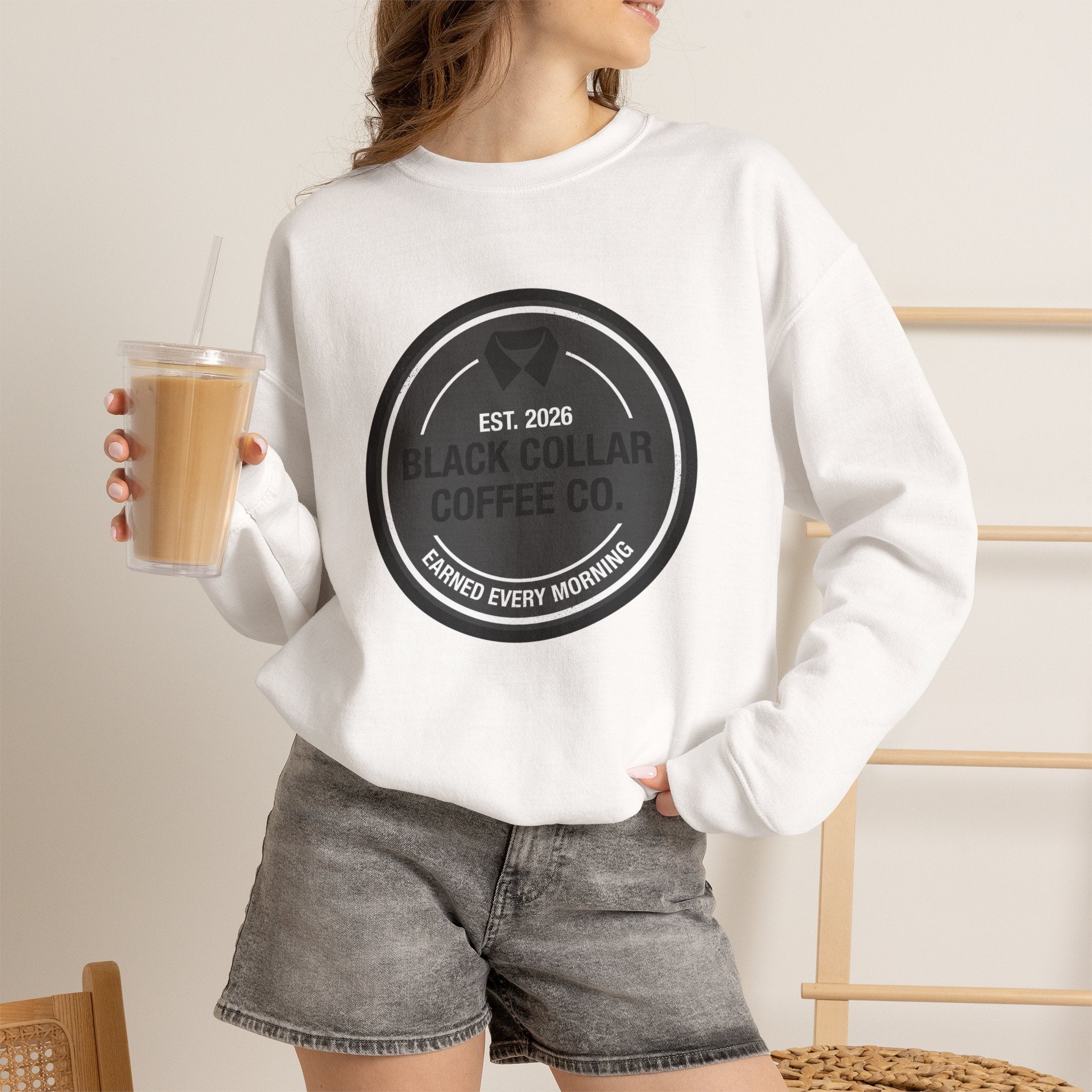 Black Collar Coffee Crewneck Sweatshirt